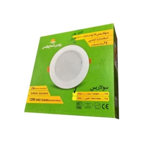 پنل بک لایت ۱۲ وات پارس شعاع توس مدل سولاریس دایره ای سفید